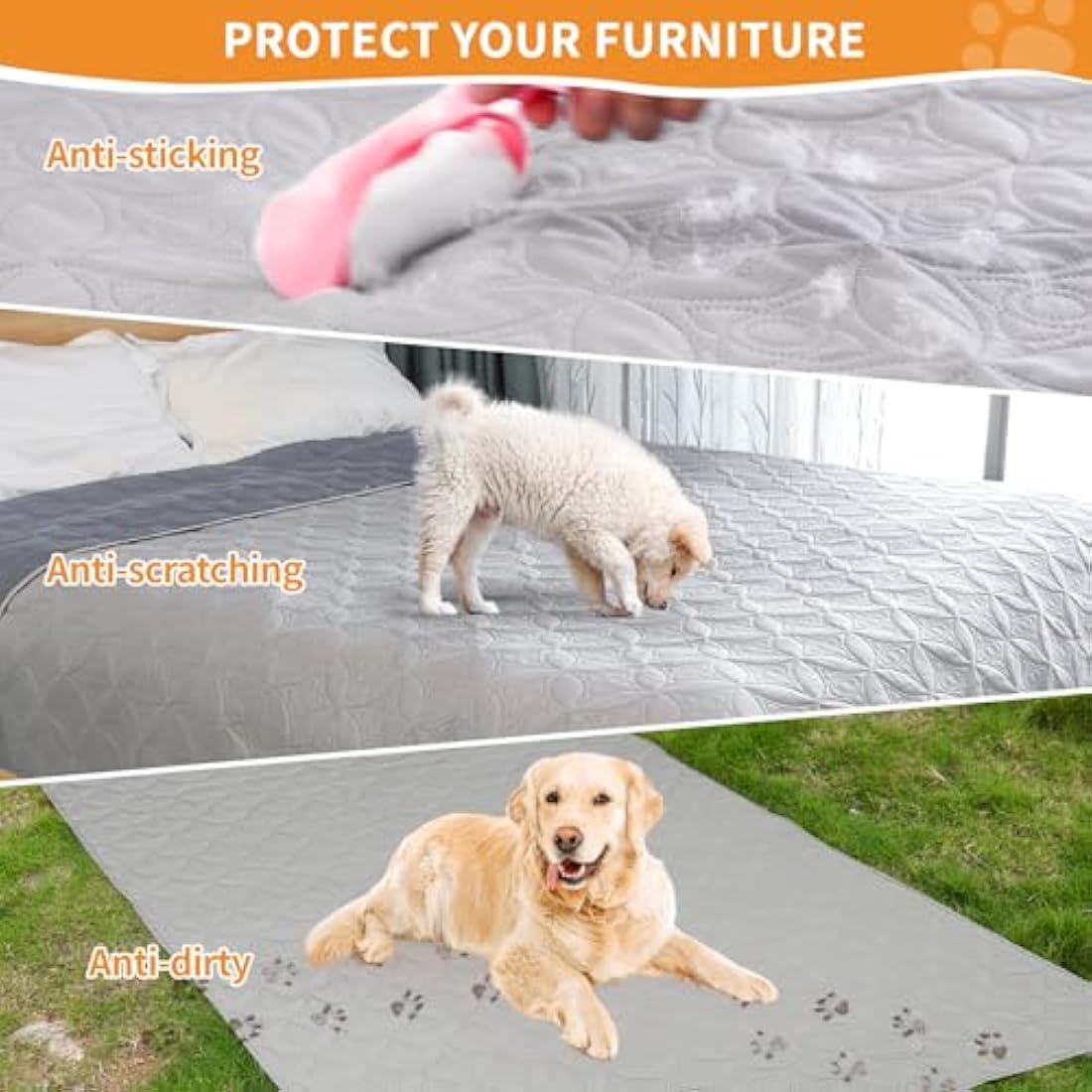 PICK FOR LIFE Waterproof Dog Blanket For Bed, 208×259cm Dog Blankets Washable Soft Reversible Puppy Blankets Anti Scratches Dirty for Bed Sofa Furniture