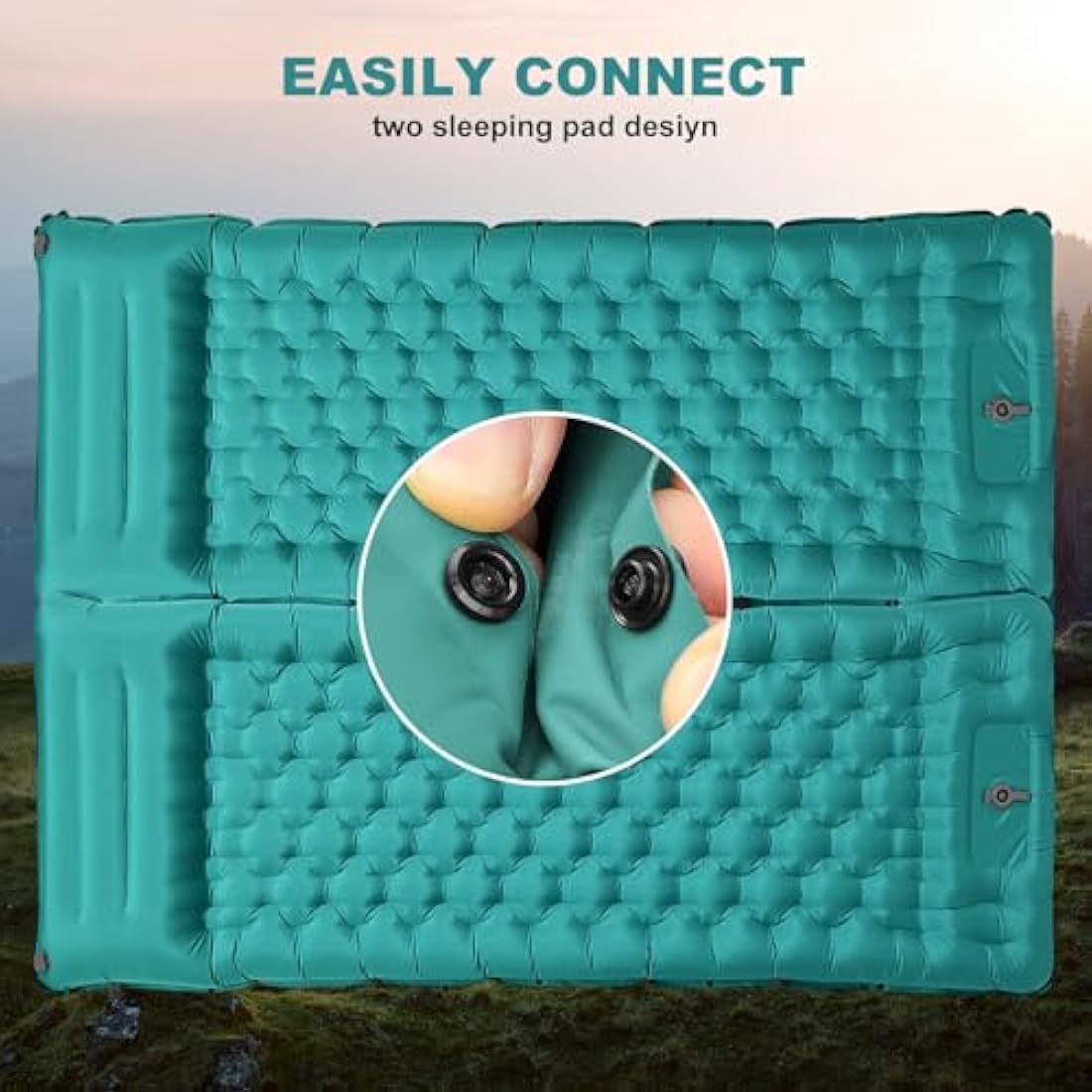 Camping Sleeping Pad with Pillow: Extra Thick 12cm Ultra-Light Self Inflating Air Mat, Lightweight Compact Inflatable Sleep Mattress with Built-in Pump Ultimate for Camping, Hiking (Peacock Blue)