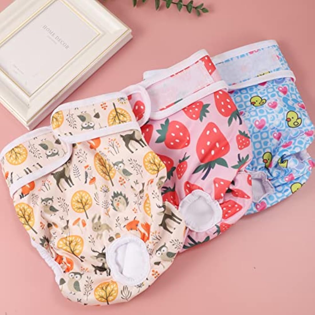 Medo 3 Packs Reusable Dog Nappies, Super Absorbent Washable Dog Diapers Puppy Sanitary Wraps Panties for Female Pet Incontinence and Long Travels 50-60 cm/19.7-23.6 inch (L), pink+blue+yellow