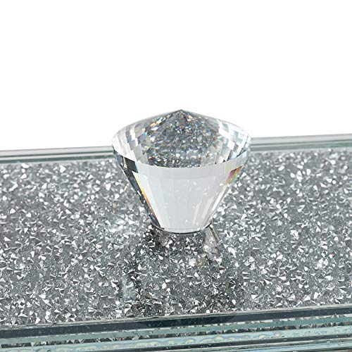 London Boutique Crystal Large Butter Dish Sparkle Crushed Diamond Filled Silver Metal Frame
