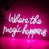 Where the Magic Happens Neon Signs Led Pink Word Light Up Signs For Wall USB Powered Letter Neon Light Signs Night Light For Bedroom Wedding Birthday Decor Girl Gift
