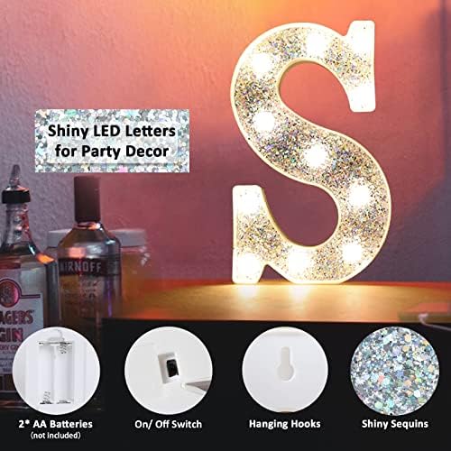 LED Marquee Letter Lights, Light Up Silver Letters for Bedroom Glitter Gifts for Teenage Girls Alphabet Letter Sign Battery Powered Night Light Birthday Party Wedding Home Decoration, Silver Letter C