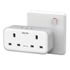 Plug Adapter with 3 USB, Mscien Double Plug Adaptor, Multi Plug Extension, Dual 2 Pin Socket at The Bottom, 13A UK Surge Protected Multiplug Extender,