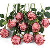 Flojery 10pcs Artificial Rose Flowers Long Stem Fake Silk Roses for DIY Wedding Bouquet Table Centerpiece Home Decor (Rose Red)