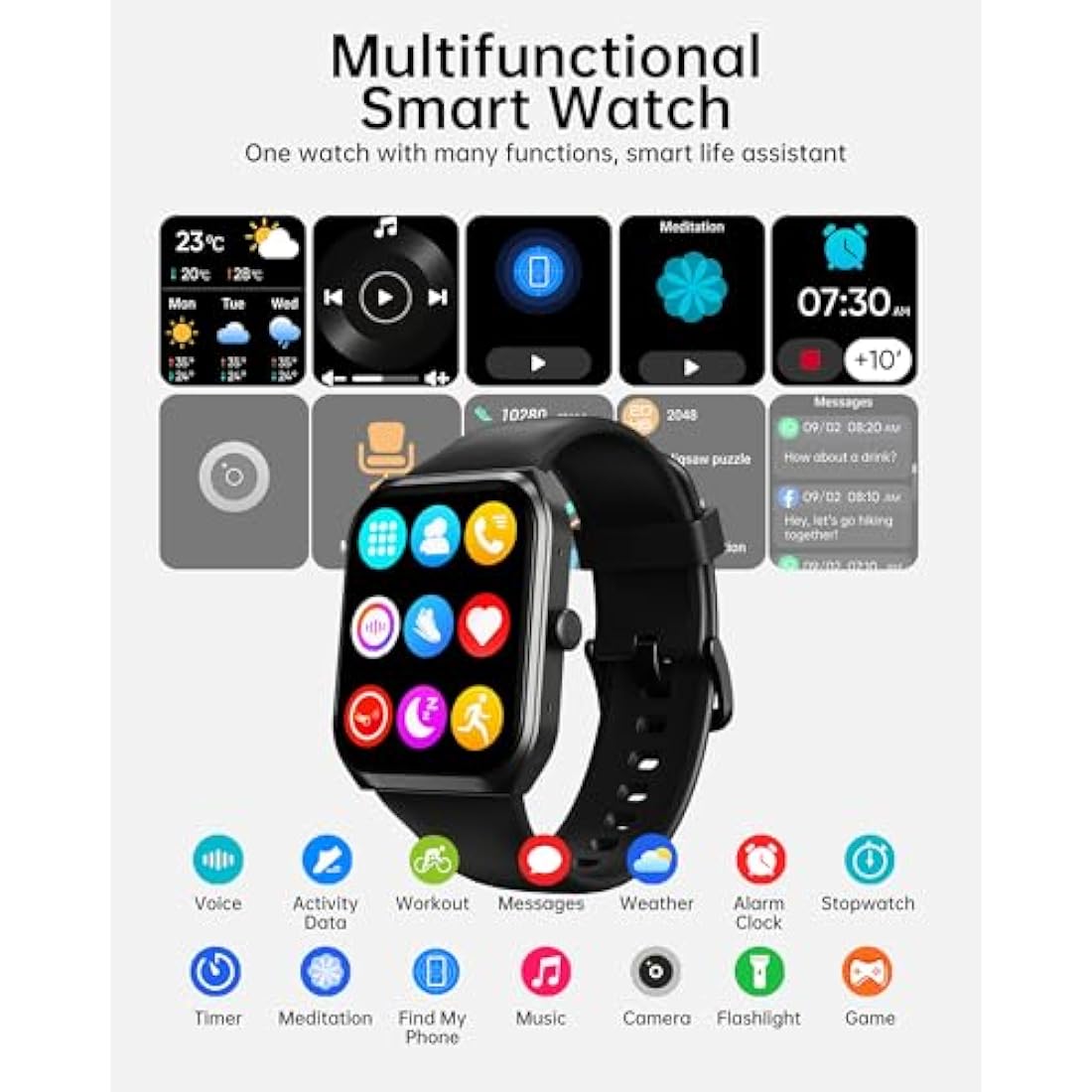 TUYOMA Smart Watch for Men Women -1.91" Fitness Watch with Answer/Make Calls, Step Counter, Heart Rate Sleep SpO2 Monitor, 112+ Sports Fitness Tracker, IP68 Waterproof Smartwatch for Android iOS
