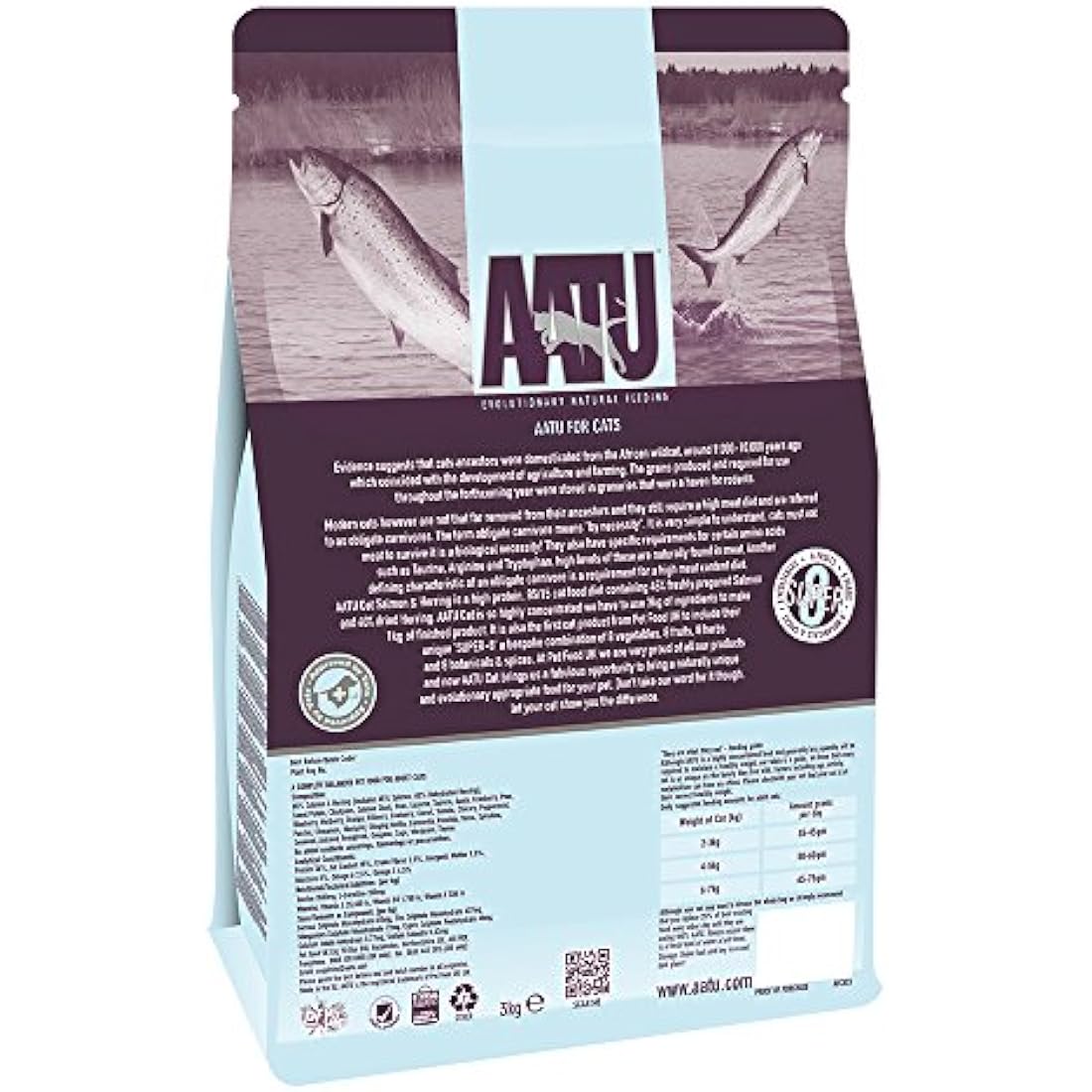 AATU 85/15 Complete Dry Cat Food, Salmon & Herring 3kg - High Protein, Grain Free Recipe, No Artificial Ingredients