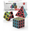 ROXENDA Speed Cube Set, 2X2 3X3 Pyramid Speed Cube Carbon Fiber Puzzle Cube with Instruction (Carbon Fiber Cube Set)