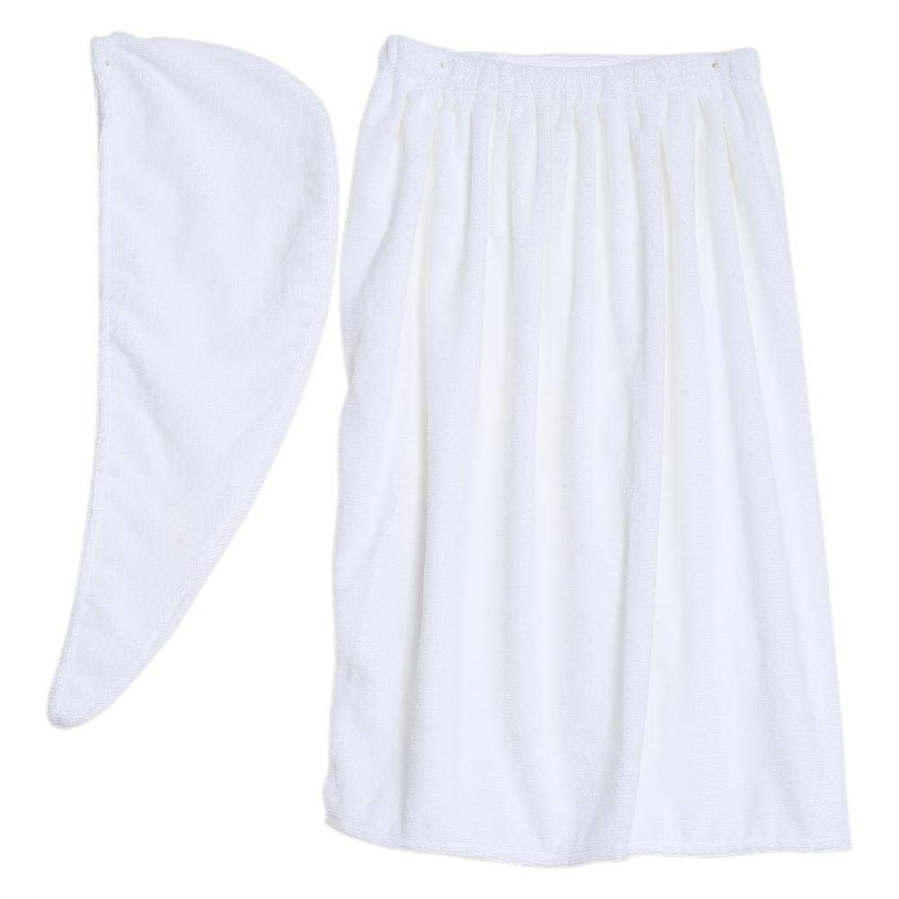 Dioche Women's Bath/Shower Wrap Towel with Hair Towel Wrap, Quick Dry Microfiber Bath Towel Body Wrap, Knee Length Bath Body Wrap Shower Robes with