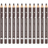 Go Ho 12 PCS Brown Eyebrow Eyeliner Pencil Set, Waterproof Eyebrow Pencil,Long-lasting Sweat-proof Eyeliner Makeup Brow Tint Pen（Dark Brown）