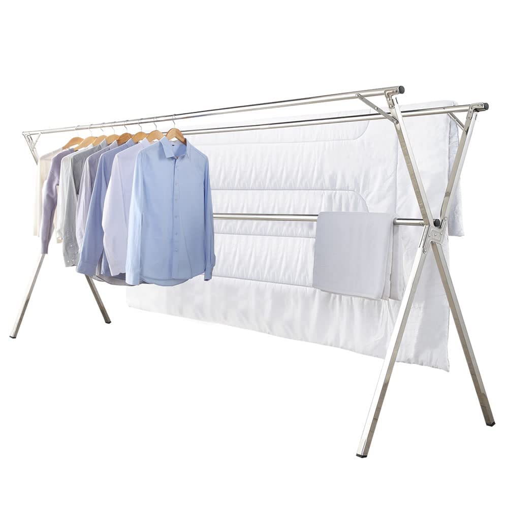 GISSAR Clothes Airers,Foldable Clothes Drying Rack,Stainless Steel Laundry Drying Rack For Indoor Outdoor Home Use,Easy Storage Clothes Garment