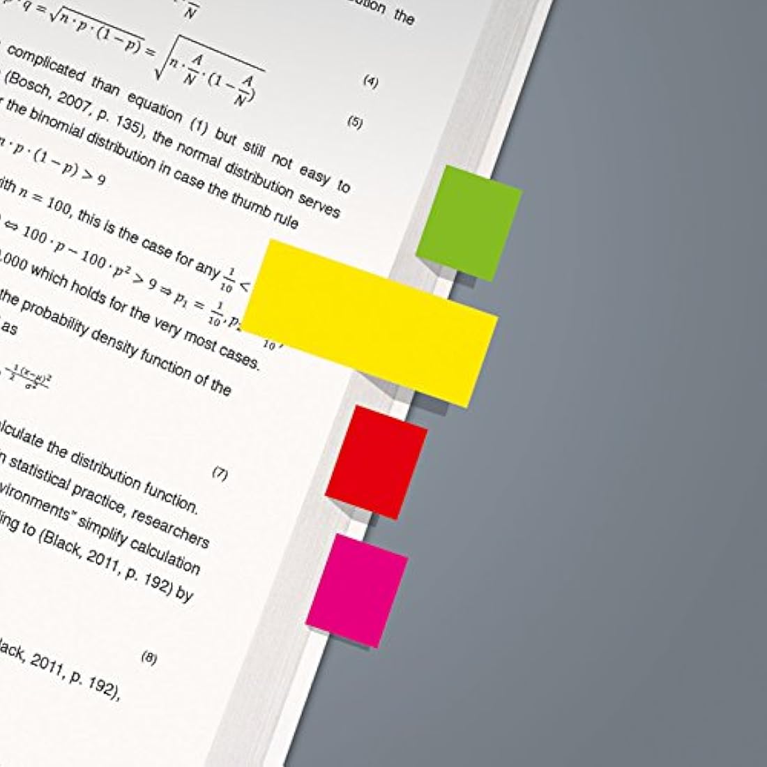SIGEL HN650 Adhesive Paper Bookmarks, 2000 sheets of 5 x 2 cm, FSC certified, orange, yellow, red, green, and pink