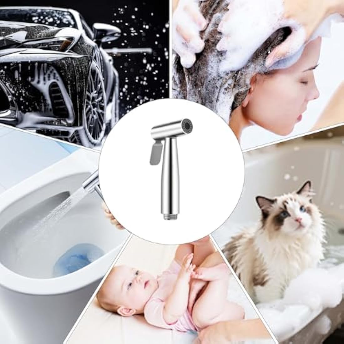 WEIDMAX Hand Held Bidet Sprayer Stainless Steel Sprayer Shattaf Toilet Bidet Shower Head with 49-inch Hose and Bracket Holder