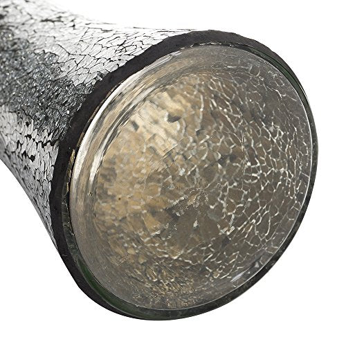 London Boutique Vase Cylinder Handmade Mosaic Glitter Vase Decorative Sparkled Glass gift present (Cylinder Black)