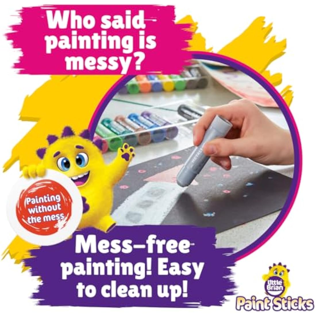 Little Brian Paint Sticks For Kids - 24 Pack Assorted Colours - Mess-Free, Easy Clean Up, Fast Drying Action, Vibrant Colours, Multi-Surface, Twist & Paint
