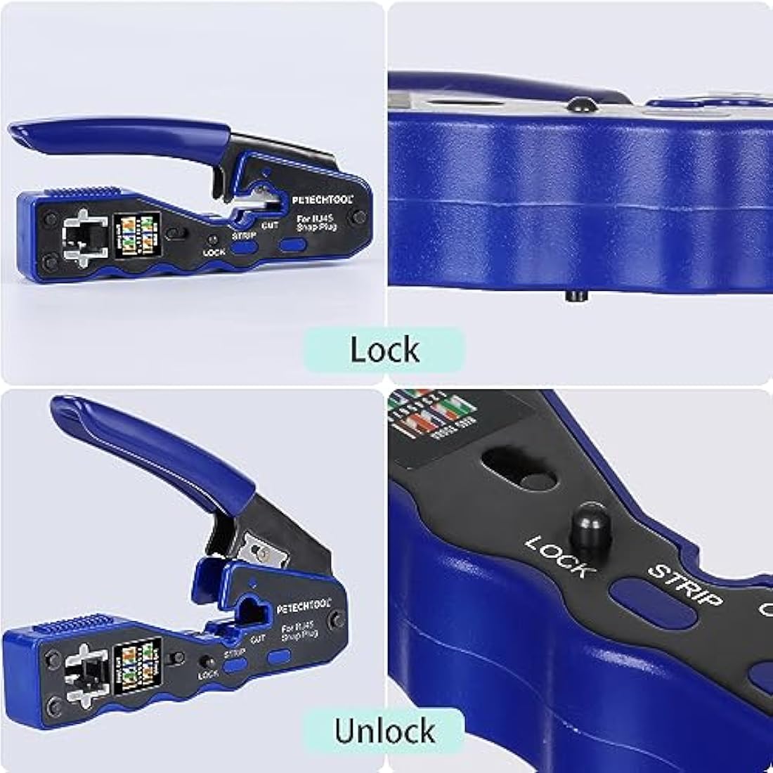 RJ45 Crimp Tool Pass Through Ethernet Crimper for Cat6 Cat5e Cat6a Connectors All-in-One Cat6 Crimping Tool Kit