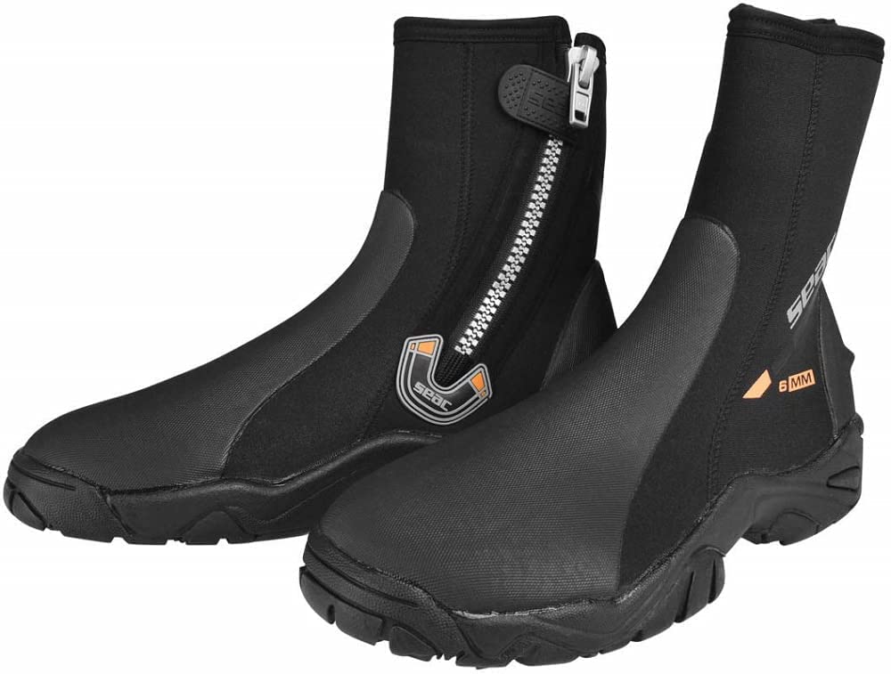SEAC Unisex Pro HD 6 mm Neoprene Wetsuit Boots with Side Zipper Small, Black, S UK