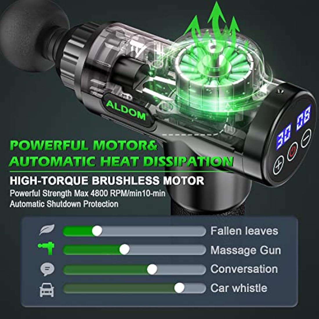 Muscle Massage Gun,ALDOM Massage Gun Deep Tissue 30 Speeds Handheld Electric Massager LCD Touch Screen,Portable Percussion Massager with 8 Heads,Powerful Muscle Gun for Athletes Recovery Pain Relief