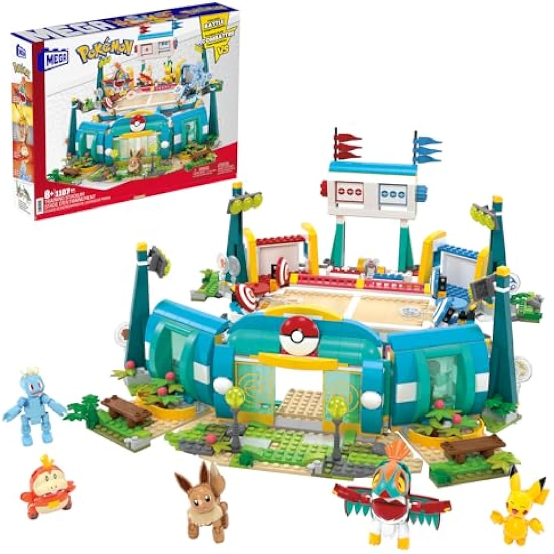 MEGA Pokémon Building Toys Set Training Stadium with 1101 Pieces, 5 Poseable Characters and Battle Play, for Kids, HWR82