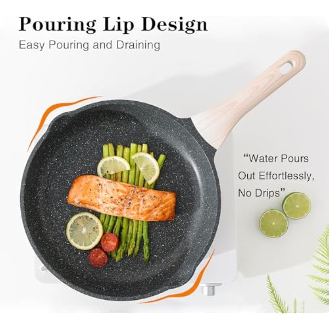 Kordisen Nonstick Frying Pan Set, 3 Piece Skillet Set, Healthy Induction Cooking Pan, Stay-Cool Handle, Compatible with All Stovetops, PFOA Free (20/24/28cm)