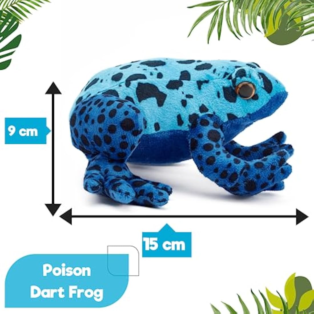 Zappi Co 100% Recycled Plush Poison Dart Frog Blue Toy (15cm Length) Stuffed Soft Cuddly Eco Friendly Animals Collection for Newborns – Lifelike & Realistic
