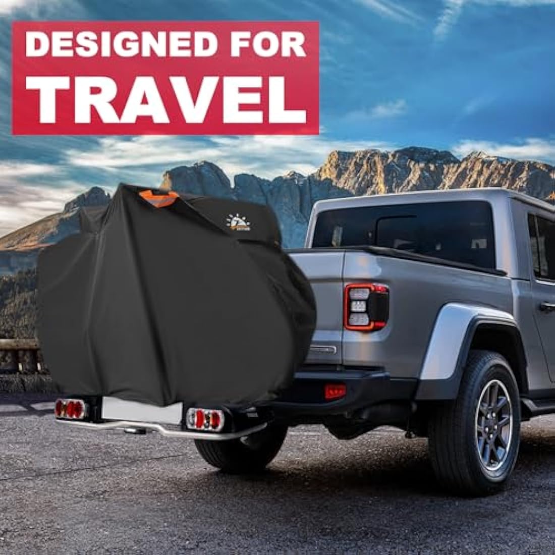 Zettum Bike Cover for Transport 1 Bikes - Bike Covers for Outside Storage on Rear Bike Rack Waterproof Outdoor & Heavy Duty, 600D PU Coating Bicycle Rack Covers for 1 Bikes on Car Hitch Travel Storage