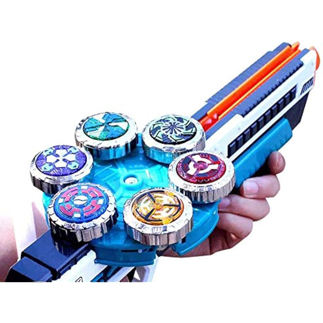 OBEST Battling Tops Gyro Burst Evolution with Engine Launcher & 6 pcs Spinning Tops for Kids Children (Blue)