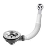 Hinata Kitchen Sink Waste Kit With Overflow Pipes - Wash Basin Overflow Head and Pipe - Rectangle Interface (Round), Black (H-YSQTZ)