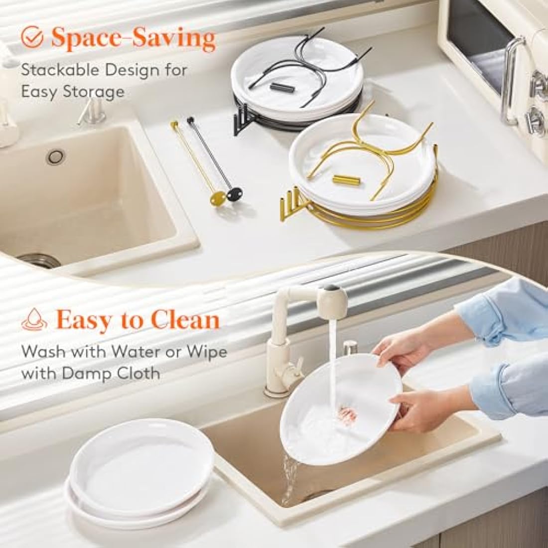 Lifewit 3 Tier Serving Tray, Round Plastic Server Platters, White Reusable Food Trays with Display Stand for Buffets, Cupcake, Snack, Veggie, Fruit, Cookies, Dessert, Dishes, Party Supplies