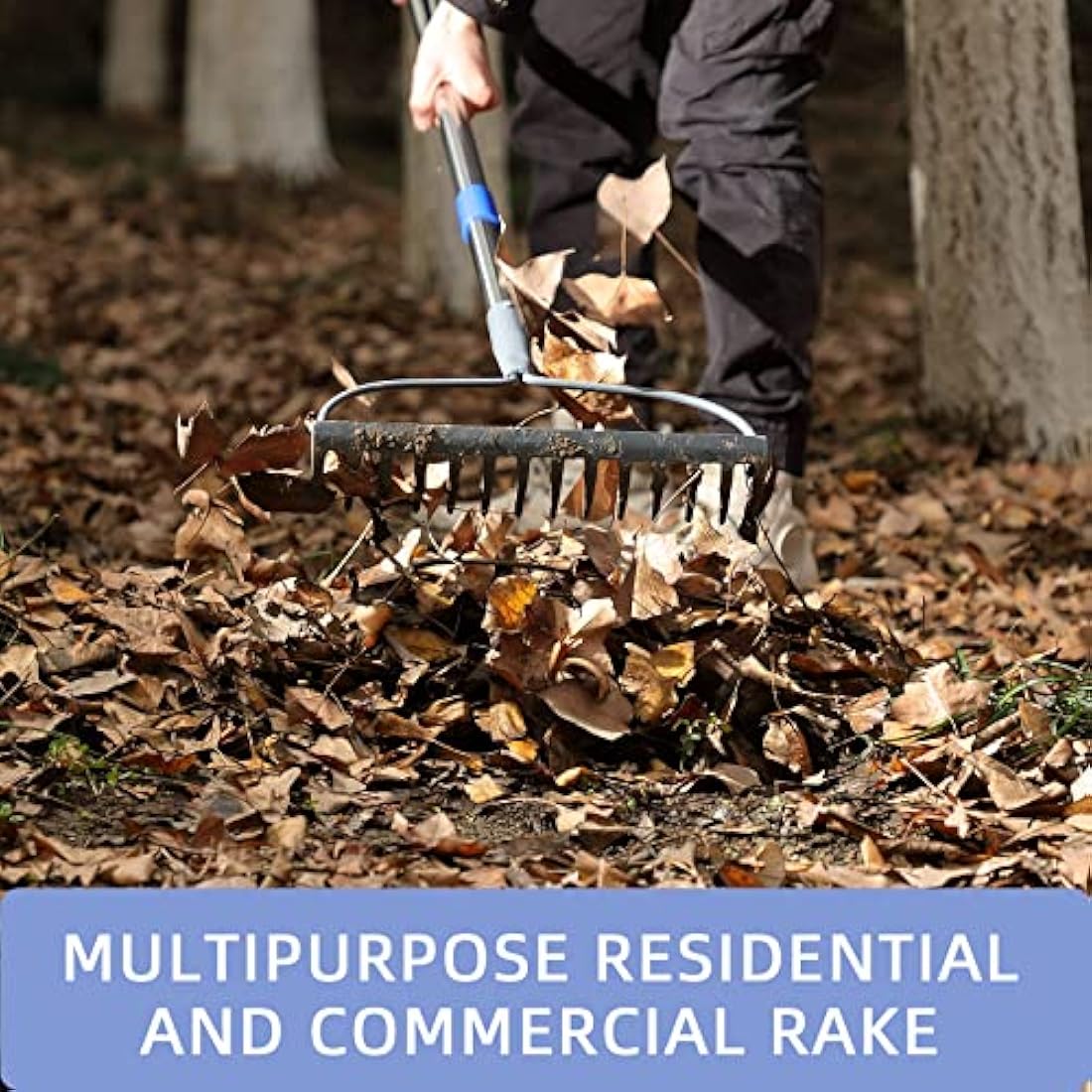 MIYA Garden Rakes for Soil with Long 182CM Handle,Heavy Duty 14 Tines Rake,Gardening Steel Tools&Equipment