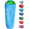 Meteor - YMER Kids Sleeping Bag – Camping Equipement for Girls, Boys & Teens – Compact Travel Gear for Hiking, Sleepover – Winter, Spring, Summer or Fall – for Kids 155 cm Tall - Blue/Green
