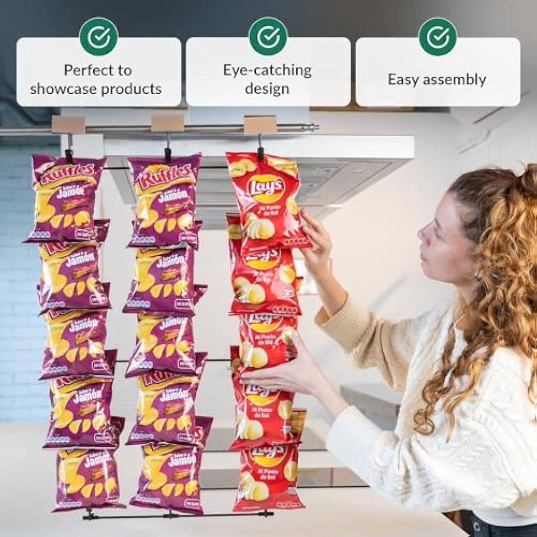 ODOXIA Display Stand | Hanging Chip Rack | Hanging Snack Display | Organise Your Space | Perfect for Shops and for Home | Sweet Display Rack