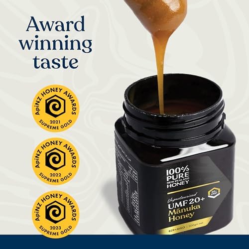 Manuka Honey 100% Pure New Zealand UMF 20+ MGO 826+ Raw & Unpasteurised Certified Award Winning Silky Smooth Taste & Texture 250g (UMF 20+)
