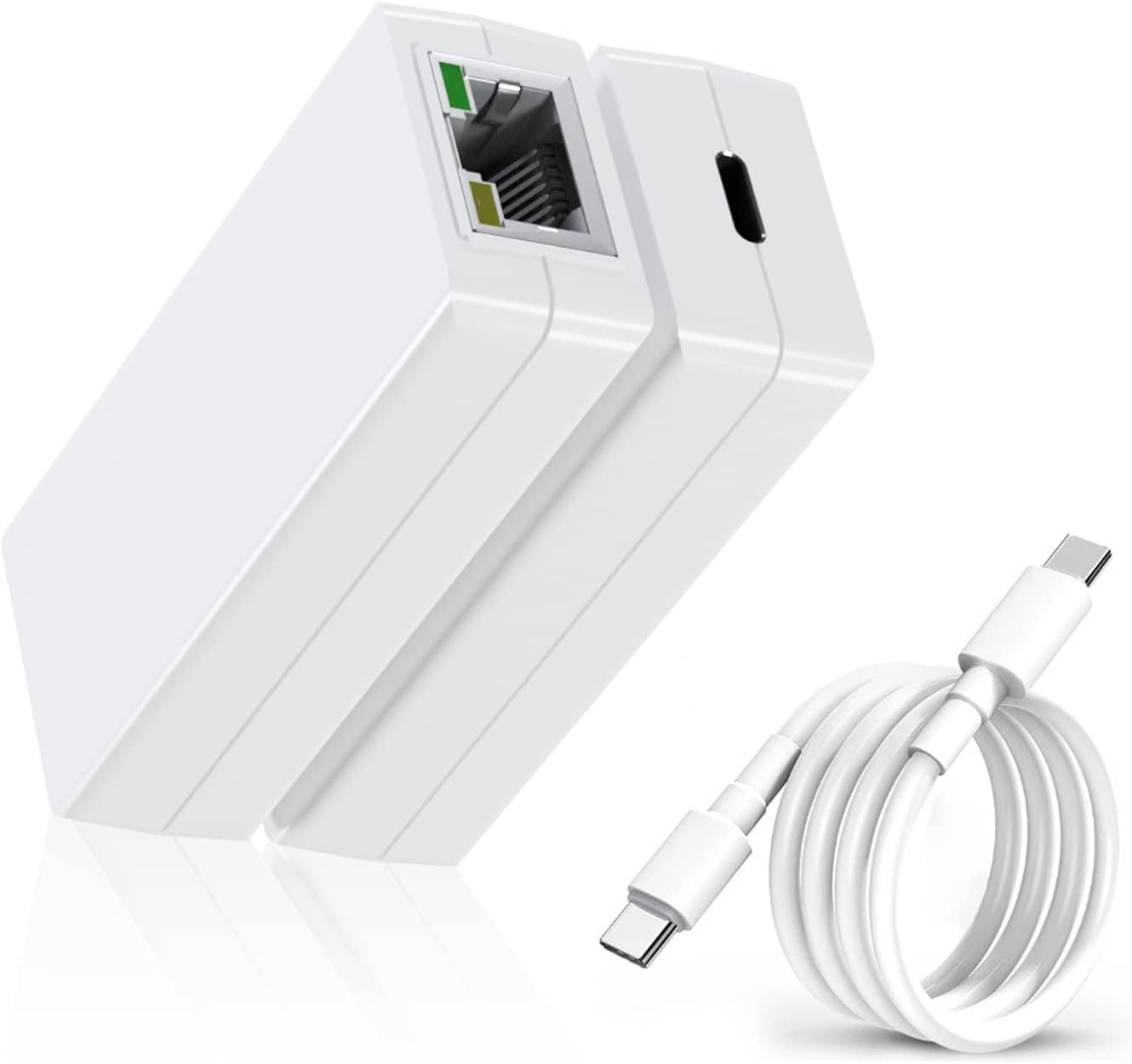 PROCET PoE USB C Power Supply and Network Adapter, PoE to USB C 5V 10W Power Charging and 100Mbps Transfer for Tablets, POS, Digital Signage