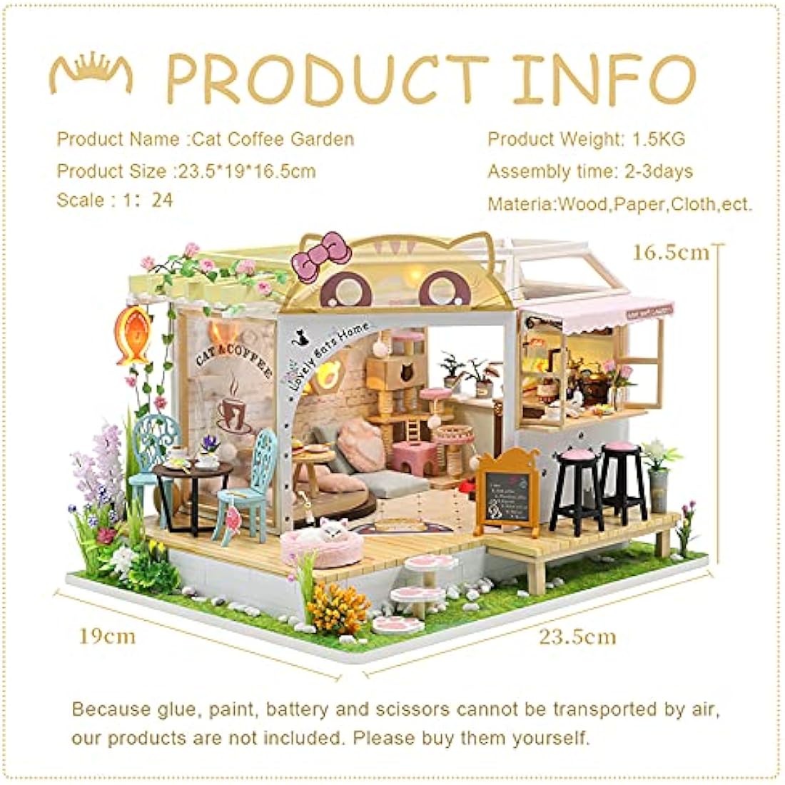 CUTEBEE Miniature with Dollhouse Furniture, DIY kit Wooden Dollhouse As well as dust and, 1:24 Creative Room for Valentine's Day Gift Idea M2111
