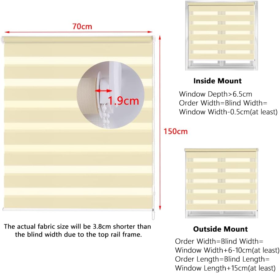 Day and Night Zebra Roller Blinds 75x150cm Light Filtering Kokorona