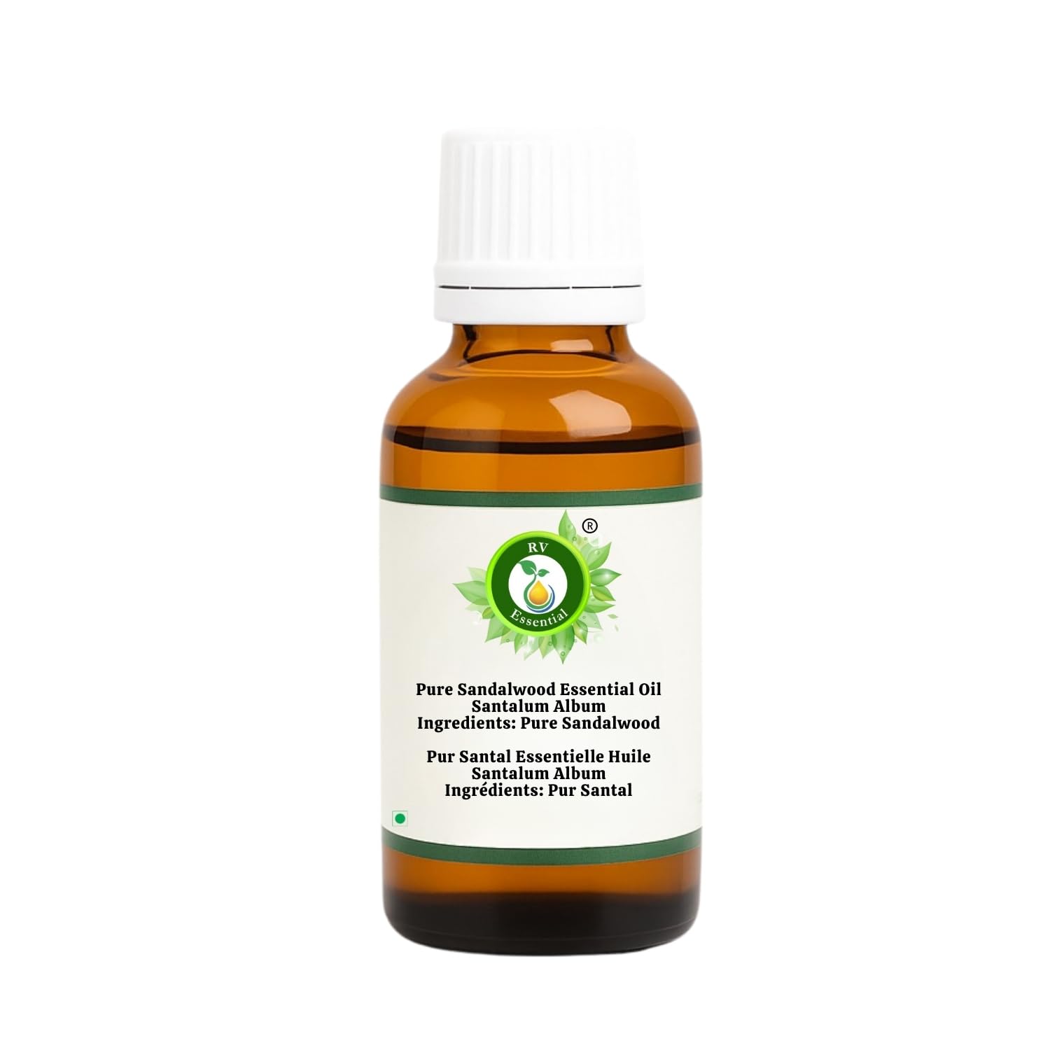 R V Essential Pure Sandalwood Essential Oil 5ml (0.169oz)- Santalum Album (100% Pure and Natural Steam Distilled)