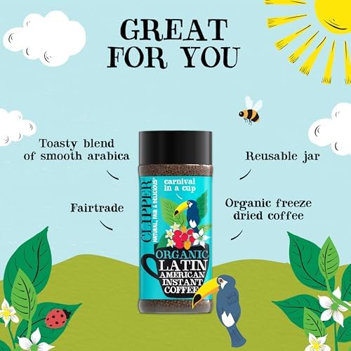 Clipper Latin American Organic Instant Coffee | 6 x 100g Jars | Bulk Buy for Home & Catering | Arabica Gourmet Coffee | Sustainable Fairtrade Coffee by Clipper Teas | Ethically Sourced & Eco Conscious