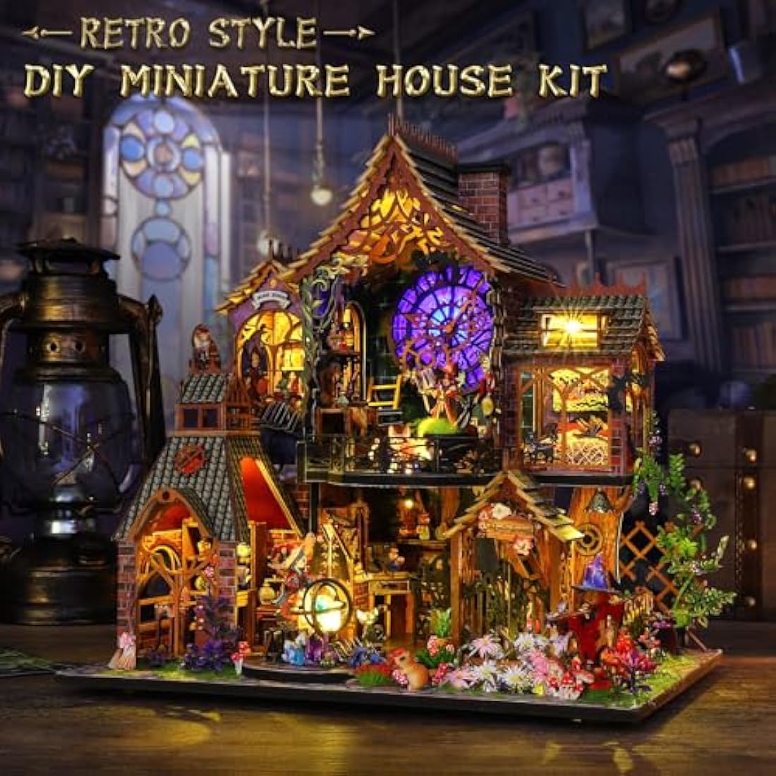 Mostop DIY Miniature Dollhouse Kit, Wooden Dollhouse Kit Miniature House Kit with LED Light,Creative Room Idea for Kids/Adults Magic House DIY Kits (Magic Spirit)