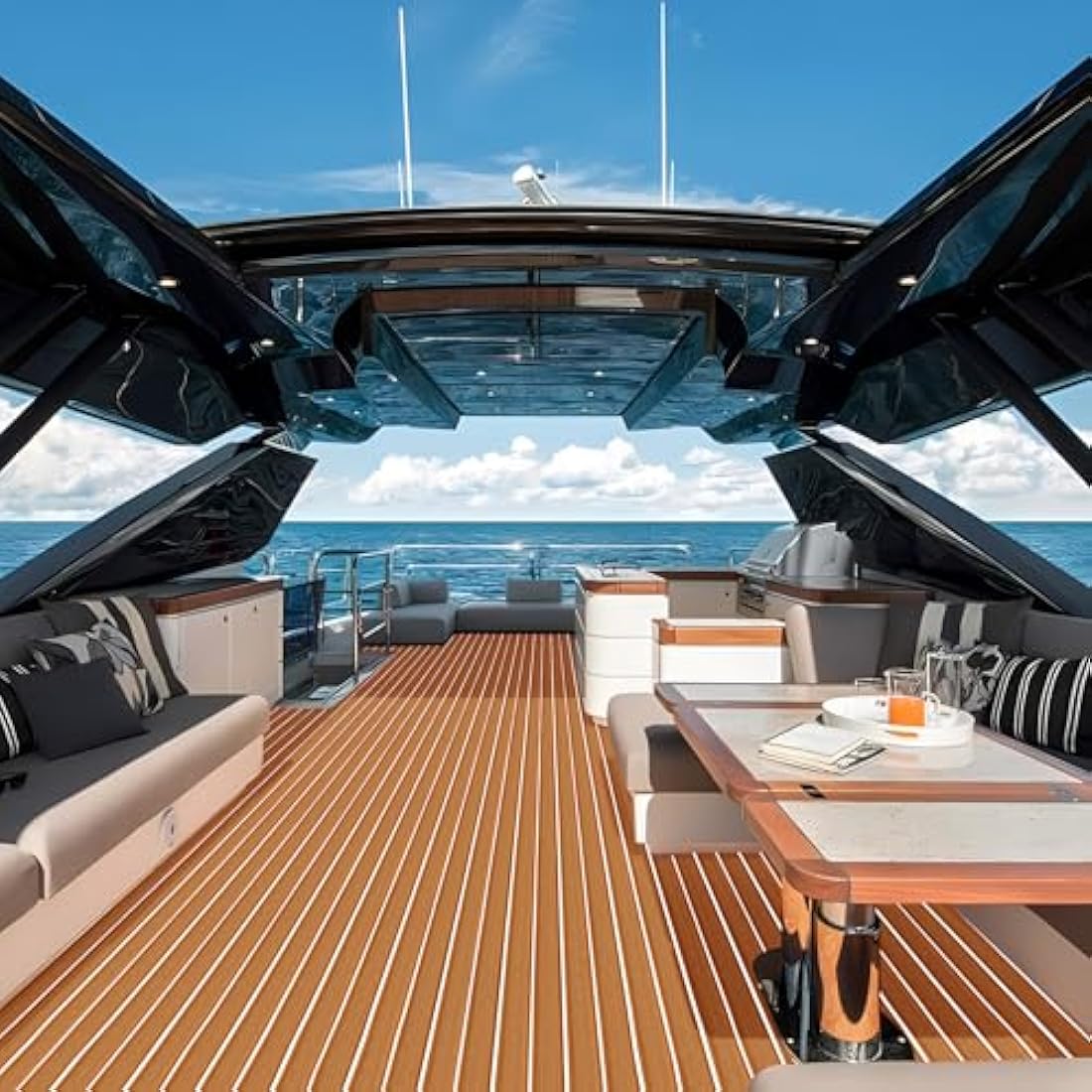 KXKZREN Boat Flooring EVA Foam Decking Sheet Faux Teak Marine Carpet Non-Slip Self-Adhesive Flooring Deck Mat for Boat Pontoon Motorboat RV Yacht Kayak Cooler Tops,240x112/90/60/41cm
