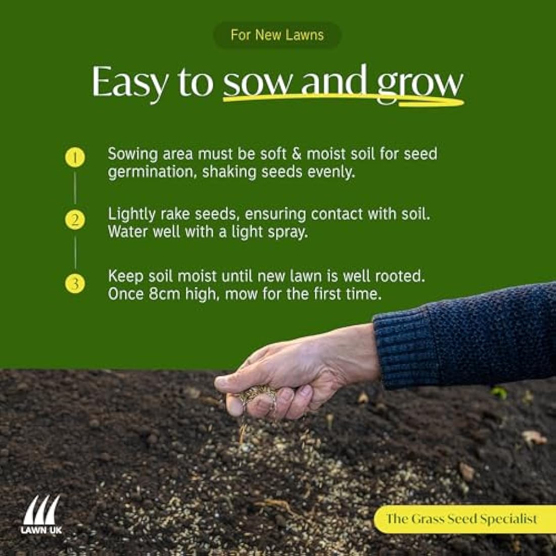 NV Front Lawn Grass Seed by Lawn UK - 500g - Extra Durable & Easy to Grow - for Cricket Outfield & Golf Fairways - Ideal for Stripe Enthusiasts