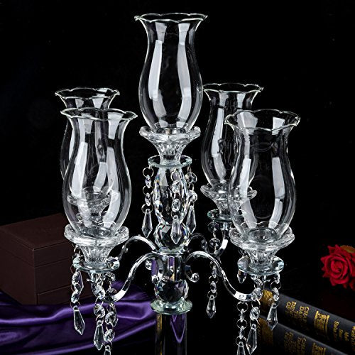 London Boutique Crystal Candelabra Tea Light Candle Holders 5 Arms Decorative with swarovski crystal elements Gift Present (5 Arms)