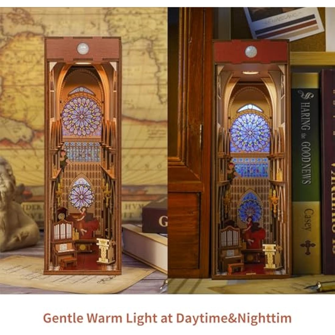 Tonecheer DIY Book Nook Kit - Wooden 3D Puzzle for Adults: Miniature House Kit with Light - Christmas & Birthday Gifts