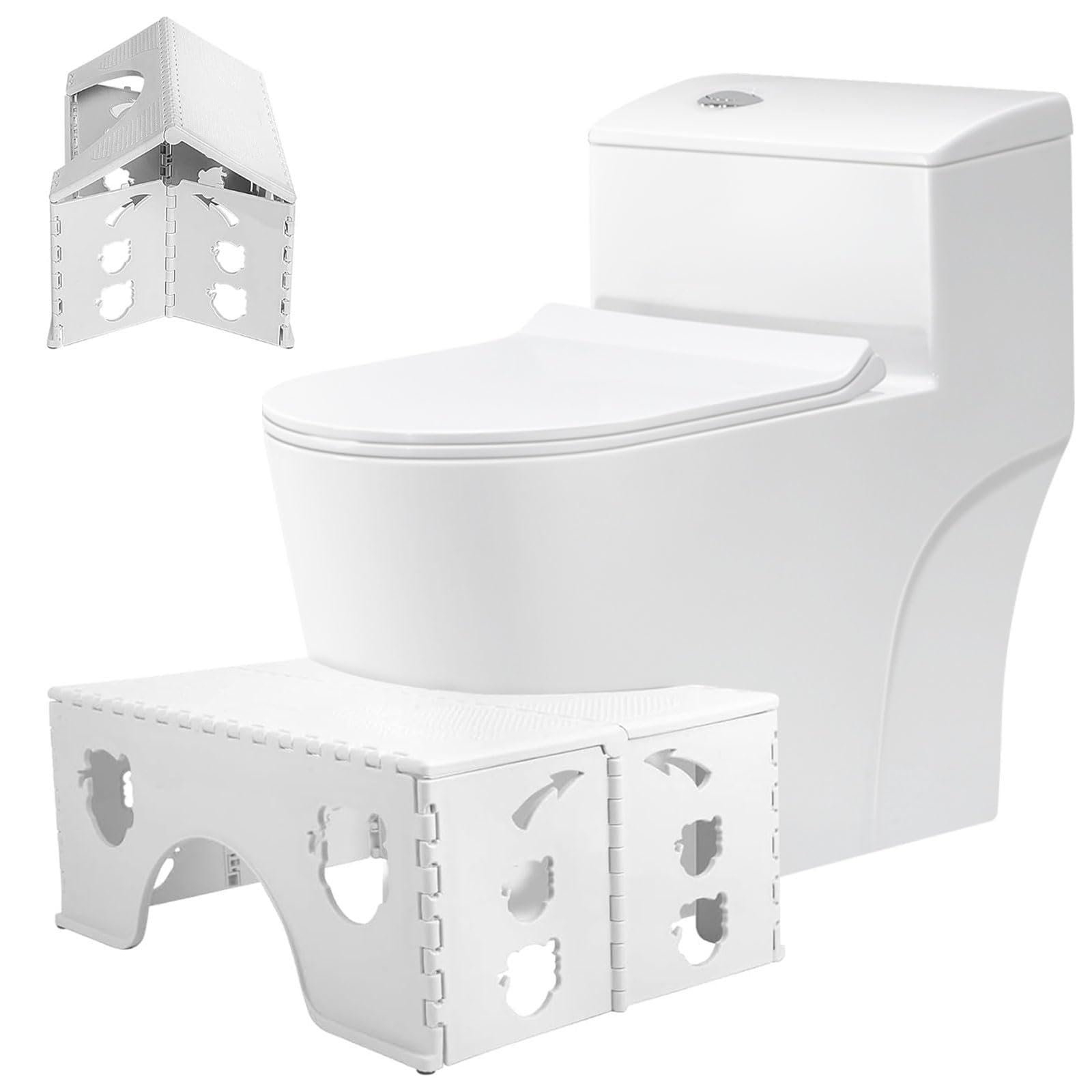Foldable Toilet Stool, 7 inches Healthy Bathroom Squatting Posture Poop Stool with Anti-Slip Feet, A Good Helper to Effective Relief of Constipation,