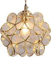 Bieye L30744 Cherry Blossom Tiffany Style Stained Glass Ceiling Pendant Light with 8-inch Wide Petals Lampshade (Textured Transparent)