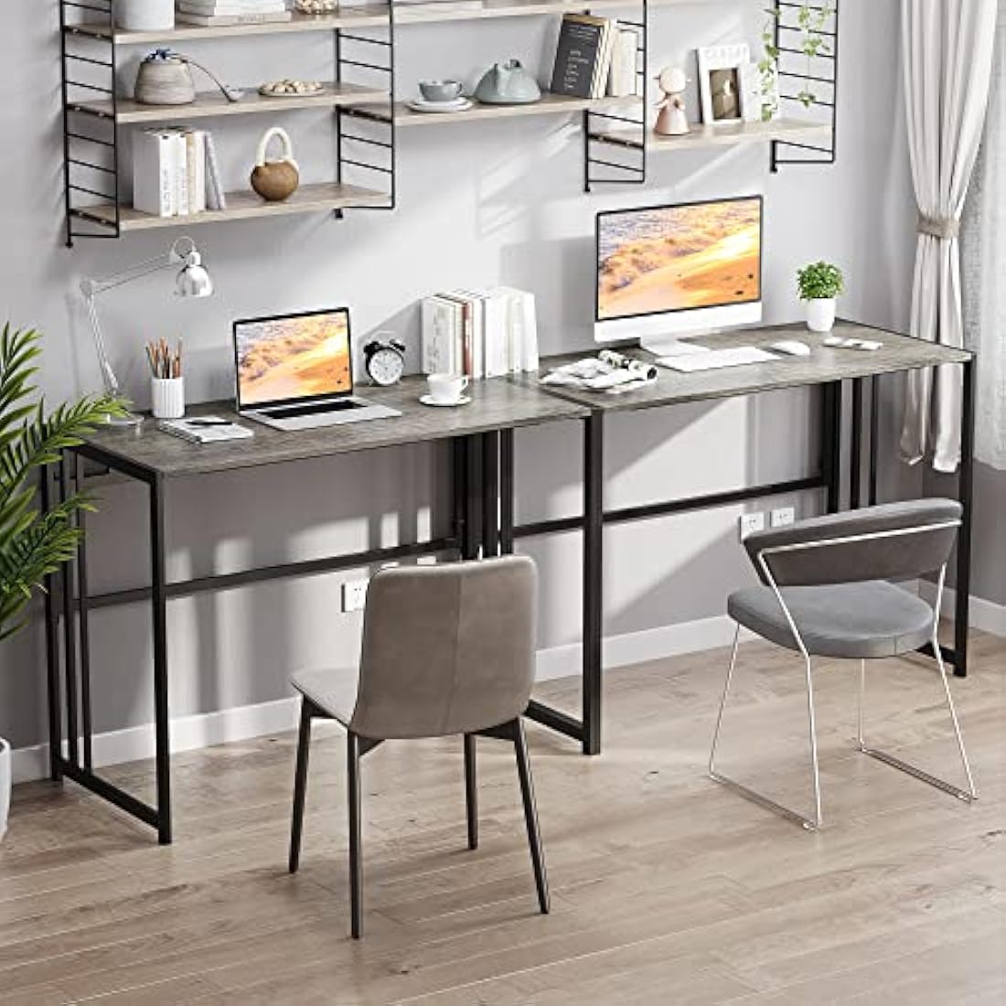 Ulifance Folding Computer Desk for Home Office No-Assembly Writing Desk (Black Oak)