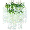 SMALUCK Artificial Wisteria Flowers Vine Fake Wisteria Garland Hanging Flowers for Wedding Garden Home Party Decorations, White