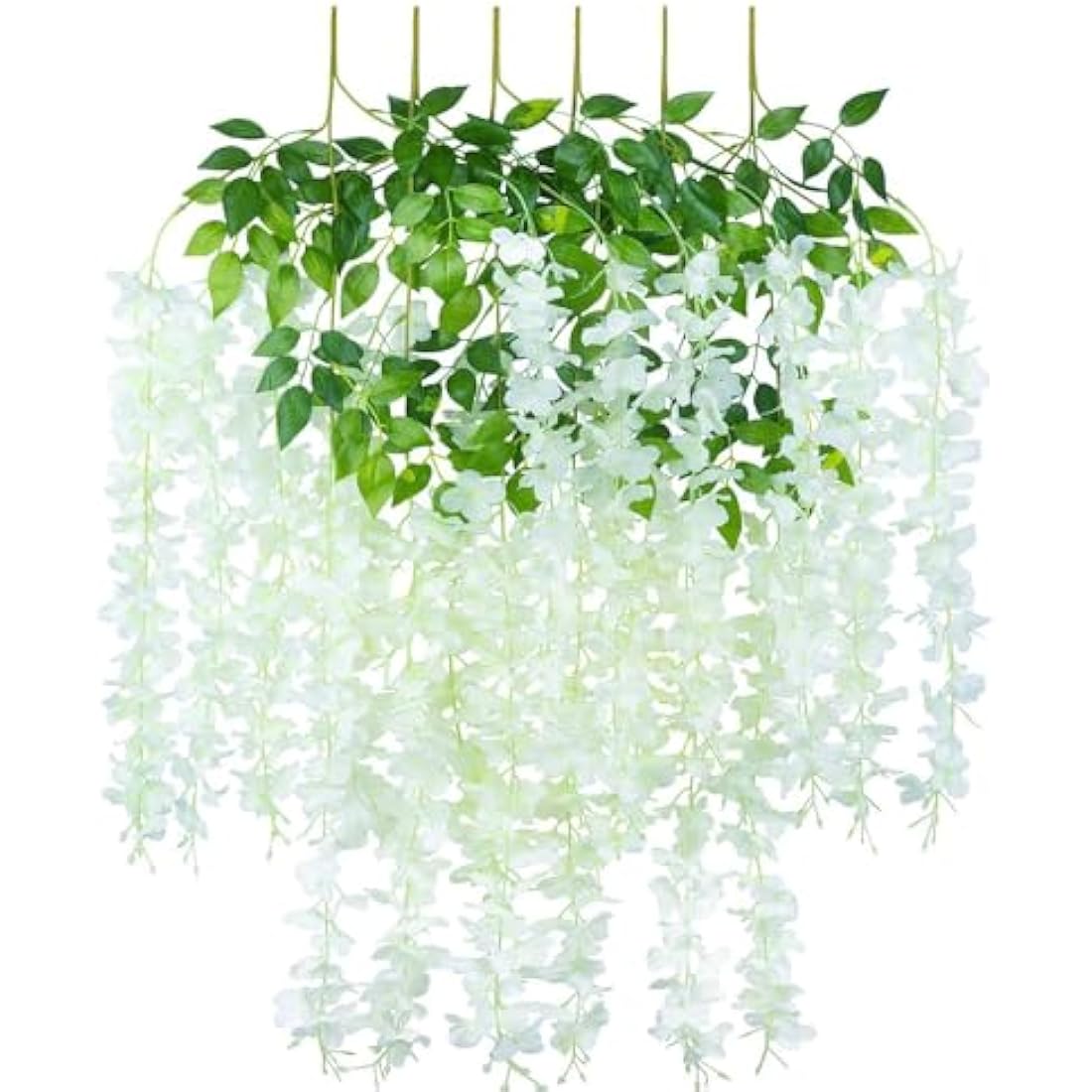 SMALUCK Artificial Wisteria Flowers Vine Fake Wisteria Garland Hanging Flowers for Wedding Garden Home Party Decorations, White
