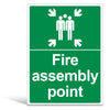 V Safety Fire Assembly Point Sign with Family Icon - Outdoor Emergency Meeting Point Signage - 300mm x 400mm Portrait, 1mm Rigid Plastic, Green &