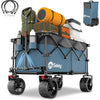 Sekey 200L Folding Festival Trolley with All-Terrain Extra Wide Wheels and Brake, Heavy-Duty Cart Loadable up to 150KG, Patented Four-Directional Foldable Design, Wagon for Beach Camping, Blue&grey