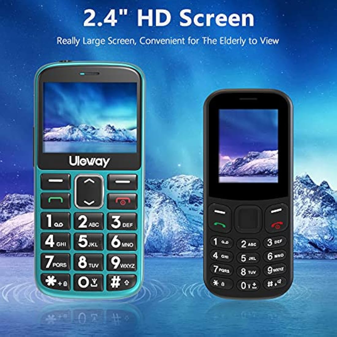 uleway Big Button Mobile Phone for Elderly Easy to Use Basic Cell Phone Dual Sim Free Unlocked Senior Mobile Phone with SOS Emergency Button Charging Dock Hearing Aid Compatible (HAC)
